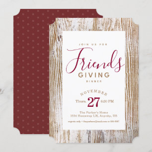 Rustikales Whitewusch Wood Friendsgiving Dinner Einladung
