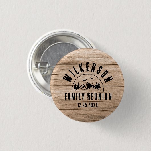 Rustikales Wiedersehen Cabin Retro Cooles Holz Button (Vorne & Hinten)