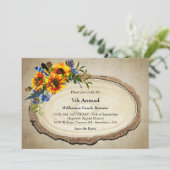 Rustikales Wiedersehen-Foto Sonnenblumenzunge Einladung (Stehend Vorderseite)