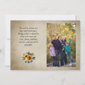 Rustikales Wiedersehen-Foto Sonnenblumenzunge Einladung (Rückseite)