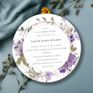 Rustikales Wiese Lilac Floral Wreath Brautparty Einladung