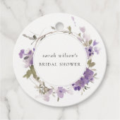 Rustikales Wiese Lilac Floral Wreath Brautparty Geschenkanhänger (Vorderseite)