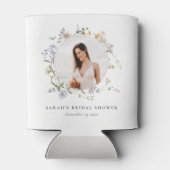 Rustikales Wiesenblumenkranz-Foto Brautparty Dosenkühler (Rückseite)