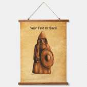 Rustikales Wiking Wandteppich Mit Holzrahmen (Vorderseite)