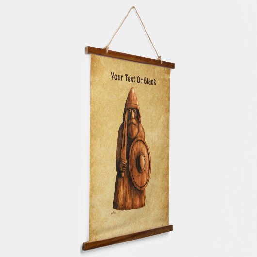 Rustikales Wiking Wandteppich Mit Holzrahmen (Gewinkelt)