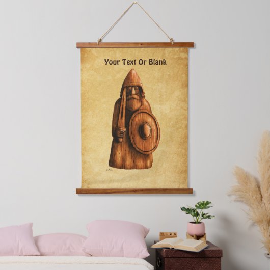 Rustikales Wiking Wandteppich Mit Holzrahmen (Schlafzimmer)