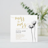 Rustikales Wild Poppy Schwarz-weiß Gold Brautparty Einladung (Stehend Vorderseite)