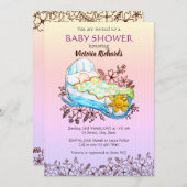 Rustikales Wildblume Baby in Cradle Baby Dusche Einladung (Vorne/Hinten)