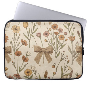 Rustikales Wildblumenbouquet mit Jute-Schleifen Vi Laptopschutzhülle