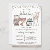 Rustikales Wildtier-Kinderdusche Einladung (Vorderseite)