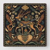 Rustikales Wildtier Quadratische Wanduhr (Vorderseite)