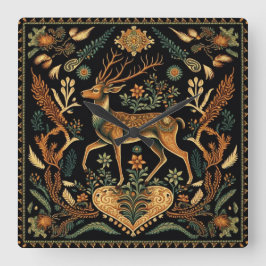 Rustikales Wildtier Quadratische Wanduhr