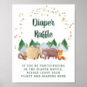 Rustikales Windeln Raffle Woodland Animals Kinderd Poster (Vorne)