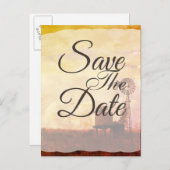 Rustikales Windmühle-Land Hochzeit Save the Date Ankündigungspostkarte (Vorne/Hinten)