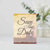 Rustikales Windmühle-Land Hochzeit Save the Date Ankündigungspostkarte (Stehend Vorderseite)