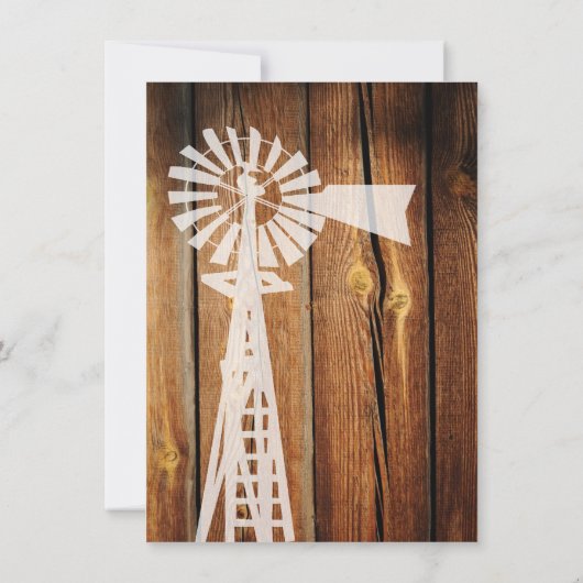Rustikales Windmühle zum Hochzeitsfeiern Einladung (Rückseite)
