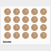 Rustikales Wine Cork Wedding Monogram Runder Aufkleber (Blatt)