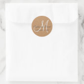 Rustikales Wine Cork Wedding Monogram Runder Aufkleber (Tasche)