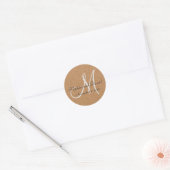 Rustikales Wine Cork Wedding Monogram Runder Aufkleber (Umschlag)