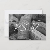 Rustikales Wine Cork Wedding RSVP (Vorderseite)