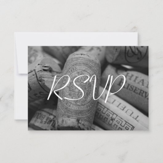 Rustikales Wine Cork Wedding RSVP (Vorderseite)