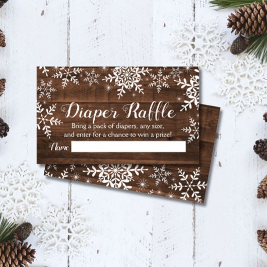 Rustikales Winter-Baby-Duschkabine - Raffle Ticket Begleitkarte