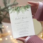 Rustikales Winter Berries Pine Greenery Brautparty Einladung<br><div class="desc">Schöne Braudusche mit handgemalten botanischen Aquarellbildern aus Wintergrün,  Kiefer- und Fichtenzweigen,  Zapfen und Heilige Beeren. Ideal für Hochzeiten im Winter oder Weihnachten.</div>