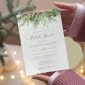 Rustikales Winter Berries Pine Greenery Brautparty Einladung