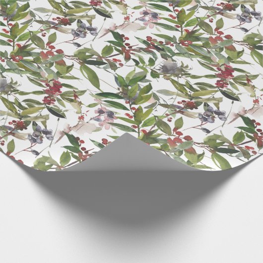 Rustikales Winter Berries Urlaubspapier Geschenkpapier (Ecke)