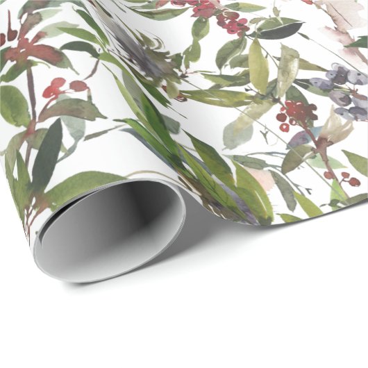 Rustikales Winter Berries Urlaubspapier Geschenkpapier (Rolleneckpunkt)