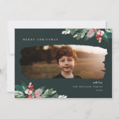 Rustikales Winter Berry Greenery Foto Feiertagskarte (Vorderseite)