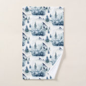 Rustikales Winter Blue Mountain Muster Badhandtuch Set (Handtuch)