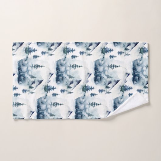 Rustikales Winter Blue Mountain Muster Badhandtuch Set (Handtuch)