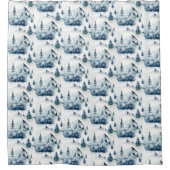 Rustikales Winter Blue Mountain Muster Duschvorhang (Vorderseite)