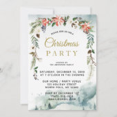 Rustikales Winter Blumenwald Weihnachtsfest Party Einladung (Vorderseite)