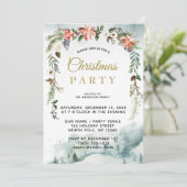 Rustikales Winter Blumenwald Weihnachtsfest Party Einladung (Stehend Vorderseite)