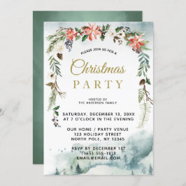 Rustikales Winter Blumenwald Weihnachtsfest Party Einladung