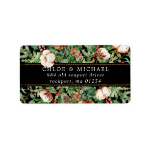 Rustikales Winter Botanisches Hochzeitstipendium Adressaufkleber