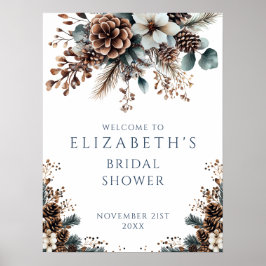 Rustikales Winter Brautparty Begrüßungszeichen Poster