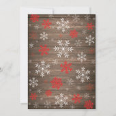 Rustikales Winter Brautparty Rote Schneeflocke Einladung (Rückseite)