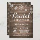 Rustikales Winter Brautparty Snowflake Einladung (Vorne/Hinten)