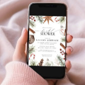 Rustikales Winter Evergreen Berry Brautparty Einladung