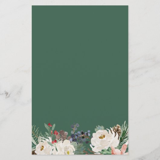 Rustikales Winter Floral Berries Hochzeitmenü (Rückseite)