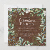 Rustikales Winter Floral Corporate Weihnachten Par Einladung (Vorderseite)