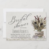 Rustikales Winter Floral Jar Linen Brautparty Einladung (Vorderseite)