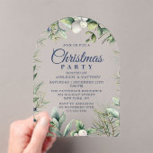 Rustikales Winter Floral Weihnachten Party Acryleinladungen (Insitu (Handheld))