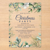 Rustikales Winter Floral Weihnachten Party Acryleinladungen (Vorderseite)