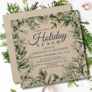 Rustikales Winter florales Weihnachtsfest Mittages Einladung