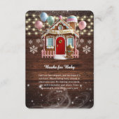 Rustikales Winter Gingerbrett Haus Babydusche Begleitkarte (Vorderseite)