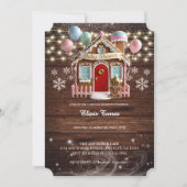 Rustikales Winter Gingerbrett Haus Babydusche Einladung (Vorderseite)